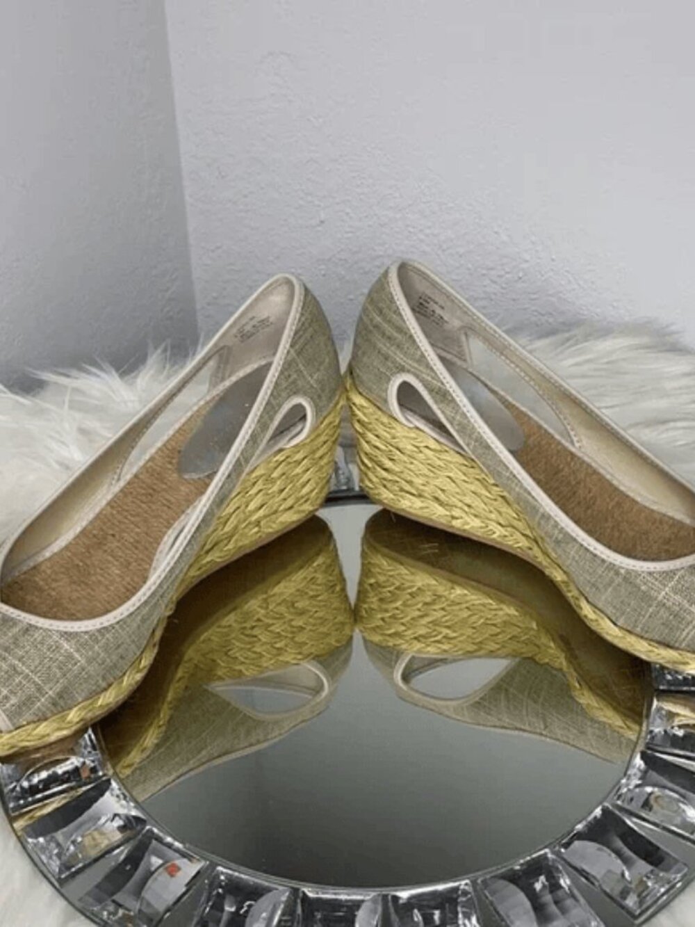 Donald J Pliner Coraa Linen Espadrille Wedge Sandals Women's 8.5M Neutral Comfy - Picture 5 of 11